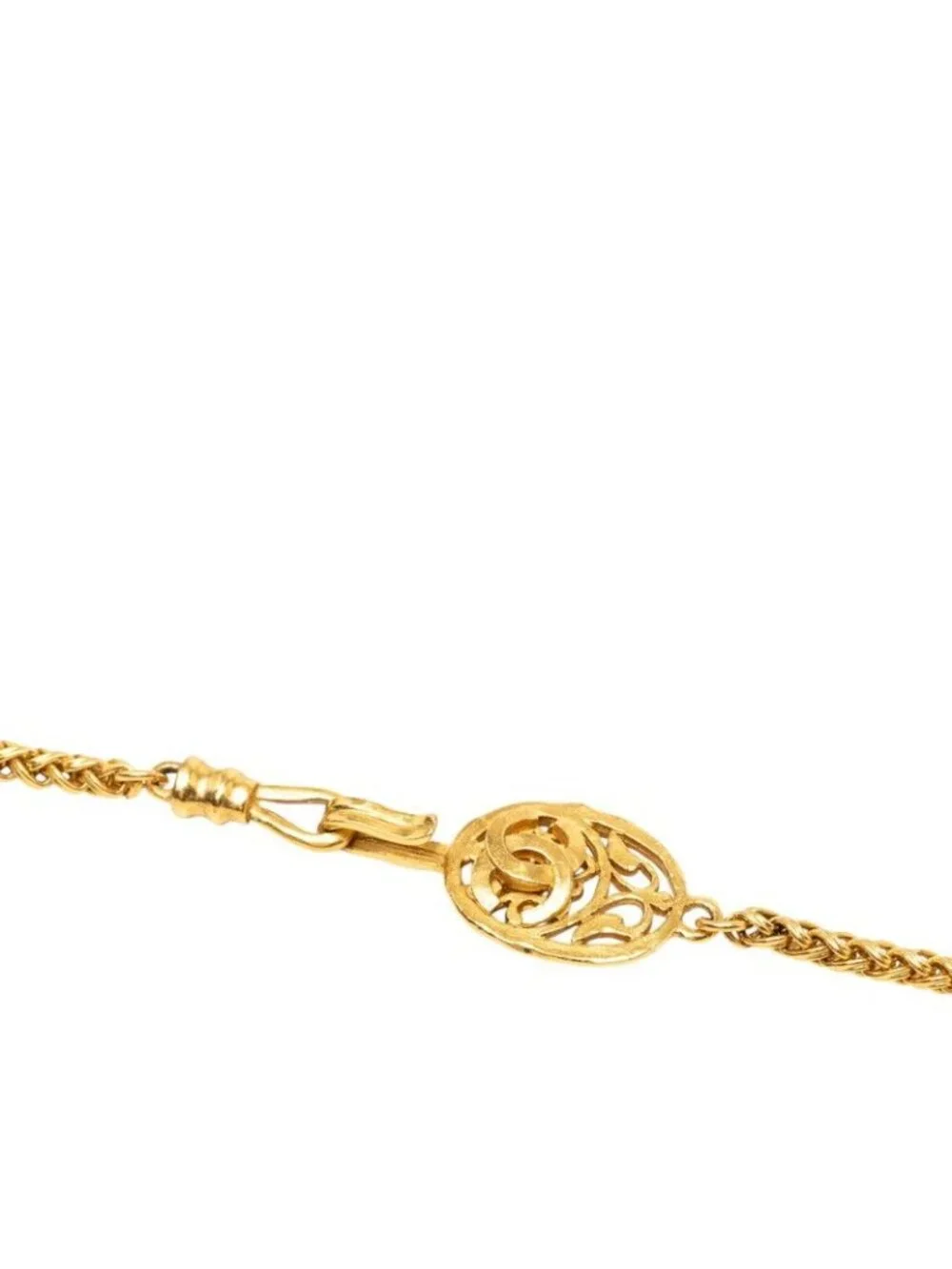 Chanel CC Logo Vintage Long Chain Necklace Gold Plated